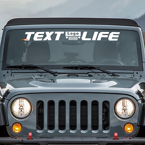 Etiqueta adhesiva de vinilo personalizada con texto Life para parabrisas para Jeep Wrangler 1