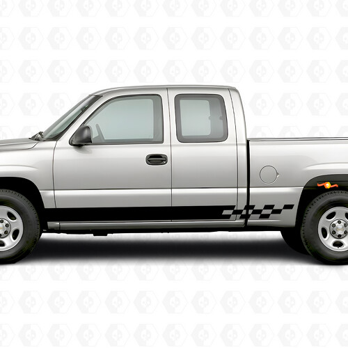 Vinilos de Rayas a Cuadros para Puertas y Paneles Laterales para Chevrolet Silverado 1500 GMT800 1999-2007