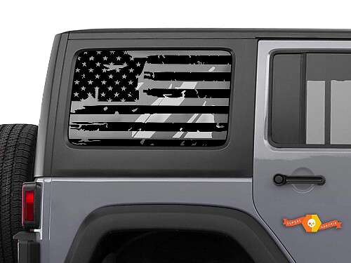 Pegatina de vinilo para ventana trasera con bandera de EE.UU. desgastada para Jeep Wrangler
