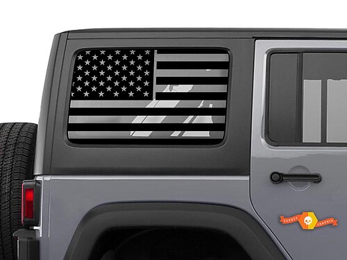 Pegatina de vinilo para ventana lateral de techo duro con bandera americana para Jeep Wrangler