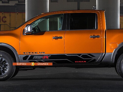 Par de pegatinas de vinilo Pro 4X Titan Bed Side para Nissan Titan 2015 - 2020
 1