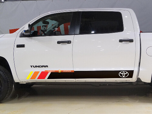 Tundra Vintage cama rayas vinilo pegatinas calcomanía Kit para Toyota Tundra Rocker Panel Line
