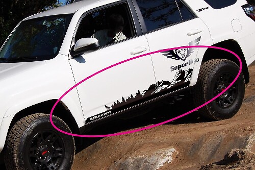 Pegatina de vinilo lateral de montañas, árboles y lobo para Toyota 4Runner
