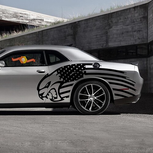 Pegatina de vinilo lateral con bandera de EE. UU. de Hellcat para Dodge Challenger