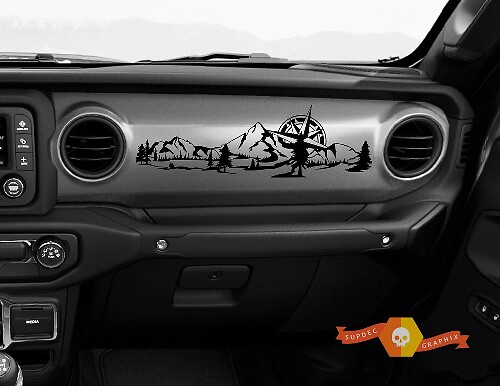 Pegatina de vinilo para salpicadero Mountain Compass para Jeep Wrangler y Gladiator