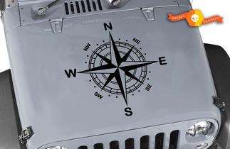 Jeep WRANGLER Rubicon brújula náutica capó vinilo calcomanía vinilo gráfico vinilo calcomanía
