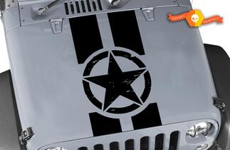 Juego de calcomanías de vinilo con diseño de estrella militar Jeep Black Out Hood de Oscar Mike

