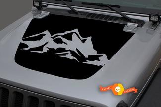 Jeep Gladiator JT Wrangler JL JLU Hood Mountains vinilo adhesivo kit de gráficos para 2018-2021
