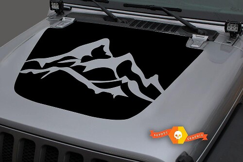 2018-2021 Jeep Gladiator JT Wrangler JL JLU Unique Hood Mountains Vinilo adhesivo Gráficos
