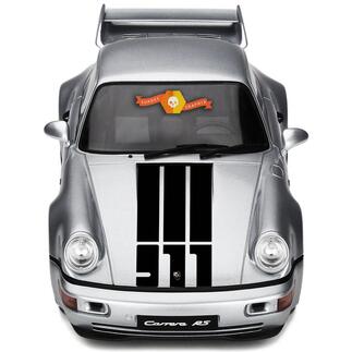 Porsche 911 Hood Central 3 Stripes y 911 Logo Calcomanía Pegatina
