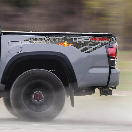 Calcomanía de vinilo estilo camuflaje TRD 4x4 para lateral de caja para Toyota Tacoma 2013-2020