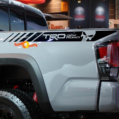 Pegatina de vinilo TRD Off Road Punisher Skull para la cabecera de cama para Toyota Tacoma 2013-2020