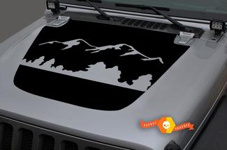 Jeep 2018-2021 Gladiator JT Wrangler JL JLU Hood Steep Mountain Forest Calcomanía de vinilo única Gráficos
