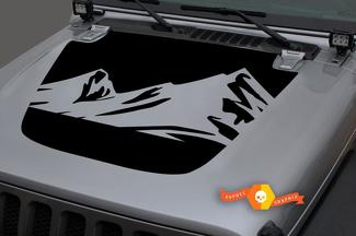 Jeep 2018-2021 Gladiator JT Wrangler JL JLU Hood Mountain Calcomanía de vinilo única Gráficos
