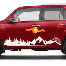 Side Trees Mountains y Compass Rocker side travel vinilo adhesivo apto para Toyota 4Runner 2013 - 2020 TRD quinta generación
 2