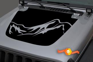 Jeep Gladiator JT Wrangler JL JLU Hood Mountains vinilo adhesivo gráficos para 2018-2021
