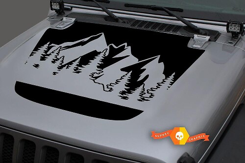 Calcomanía de vinilo para capó Forest Mountains para Jeep Gladiator y Wrangler