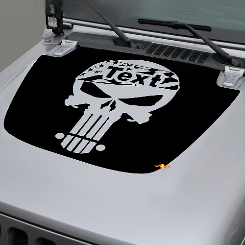 Jeep 2018-2021 Gladiator JT Wrangler JL JLU capucha calavera castigador bandera de EE. UU. vinilo adhesivo gráficos
