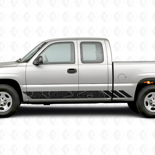 Franjas adhesivas vinílicas con contorno topográfico para puertas y paneles laterales para Chevrolet Silverado 1500 GMT800 1999-2007