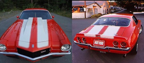 Kit de Vinilos de Rayas Dobles para Capó y Maletero para Chevrolet Camaro Z28 1970-73