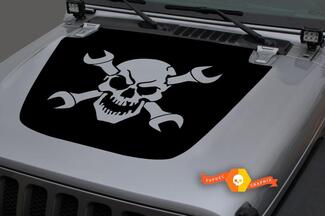 Jeep 2018-2021 Gladiator Wrangler JL JLU JT Hood Skull and Crossbone símbolo Etiqueta de vinilo de la Edad Media tardía Gráfico
