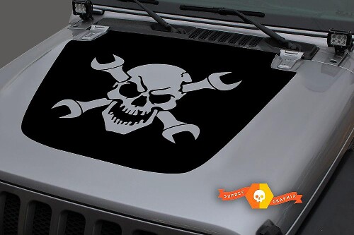 Pegatina de vinilo para capó con calavera y llaves cruzadas para Jeep Wrangler Gladiator