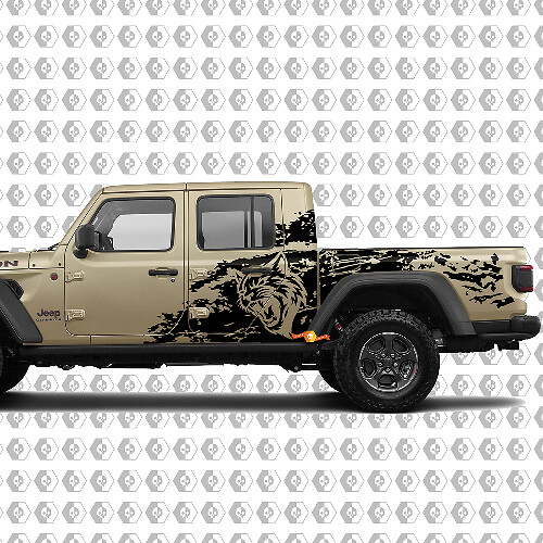 Adhesivo Vinilo Estilo Salvaje Hell Cat Splash Grunge para la Guarnición de Cama del Jeep Gladiator