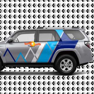 Toyota 4Runner Mountains Lines and Stripes Vintage Retro Decal Blue Colors Sticker Graphic Side Bed Bedside Body Kit para 4Runner 2013 - ahora
