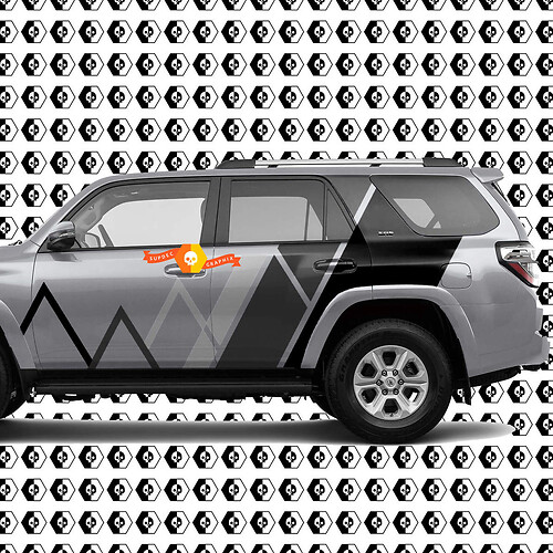 Toyota 4Runner Mountains Lines and Stripes Vintage Retro Decal Gray Shadows Color Sticker Graphic Side Bed Bedside Body Kit para 4Runner 2013 - ahora

