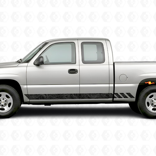 Tiras de Vinilo Topográficas para Puertas y Paneles Laterales para Chevrolet Silverado 1500 GMT800 1999-2007