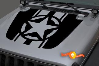 Jeep 2018-2021 Gladiator Wrangler JL JLU JT Hood Army Navy Star US Bandera de EE. UU. Vinilo adhesivo gráfico
