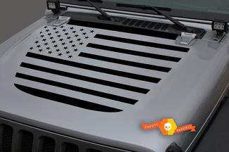 Jeep 2018 - 2021 Gladiator Wrangler JL JLU JT Hood US Bandera de EE. UU. Vinilo adhesivo gráfico
