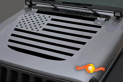 Vinilo adhesivo con bandera de EE.UU. para capó de Jeep Gladiator y Wrangler