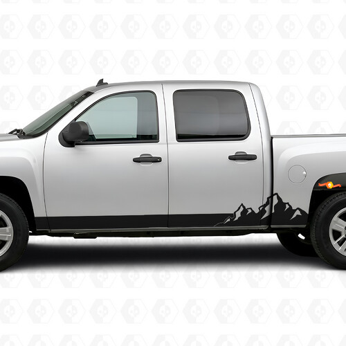 Vinilos de franjas para puertas y paneles laterales Mountain Range para Chevrolet Silverado 1500 GMT900 2007-2013