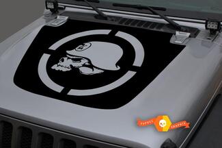 Jeep 2018-2021 Gladiator Wrangler JL JLU JT Hood war Metal Mulisha calavera marca negra vinilo calcomanía gráfico
