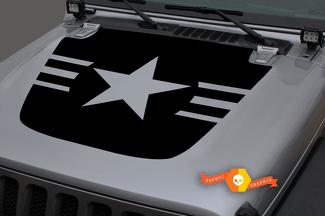 Jeep 2018-2021 Gladiator Wrangler JL JLU JT Hood Army Navy Air Force Star Calcomanía de vinilo militar Gráfico
