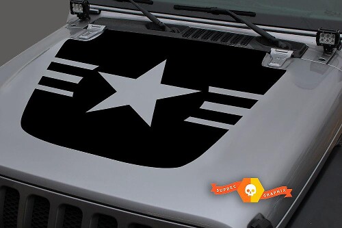 Calcomanía de vinilo con capó Military Star para Jeep Gladiator JT Wrangler JL JLU