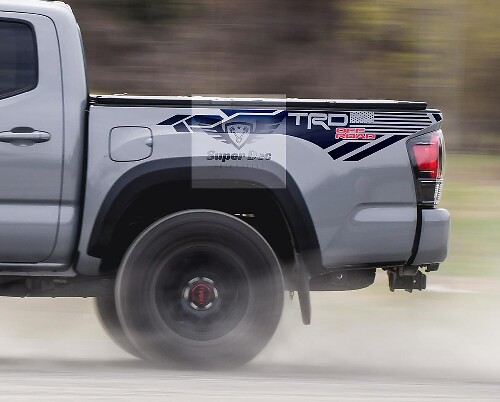 Calcomanías de vinilo TRD Off Road con bandera de EE. UU. para las aletas de Toyota Tacoma Tundra
