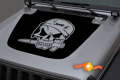 Vinilo adhesivo War Skull para capó para Jeep Wrangler JL JLU Gladiator JT