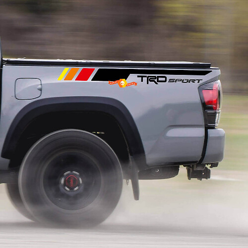 Pegatina de vinilo adhesiva con franjas retro deportivas TRD para el lateral de la cama de Toyota Tacoma 2005-2020
