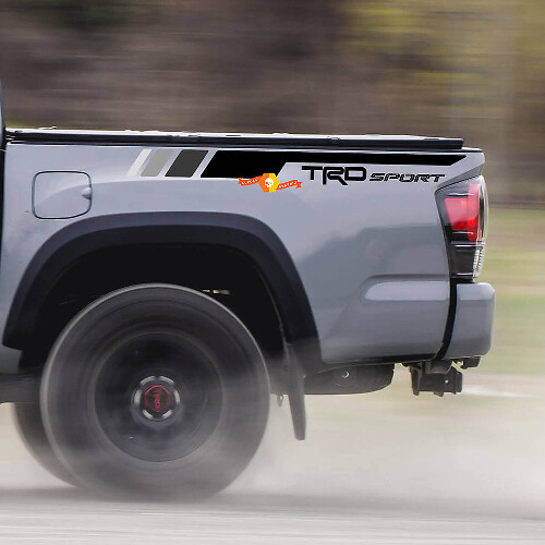 Calcomanía de vinilo de franjas estilo deportivo TRD para los laterales de la cama para Toyota Tacoma