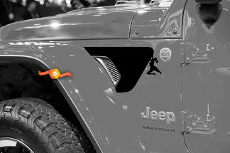 2 lados Jeep Wrangler JL JLU jls jts Gladiator Rubicon escalador femenino V1 Fender Vent calcomanía de vinilo para 2018-2021

