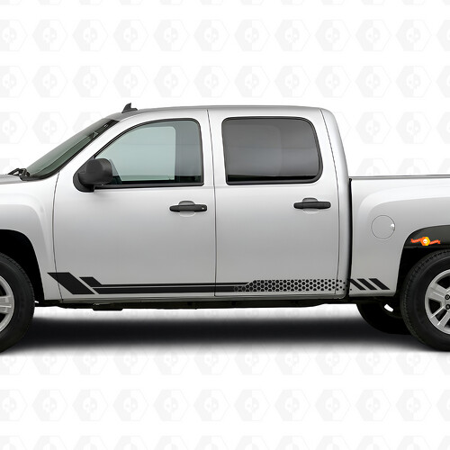 Vinilos de rayas en panal para puertas y paneles laterales para Chevrolet Silverado 1500 GMT900 2007-2013_1