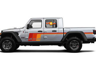 2 lados Jeep Gladiator 4X4 Side Door Old School Retro Stripes Calcomanías Vinilo Graphics Stripe kit para 2020-2021 para ambos lados.
