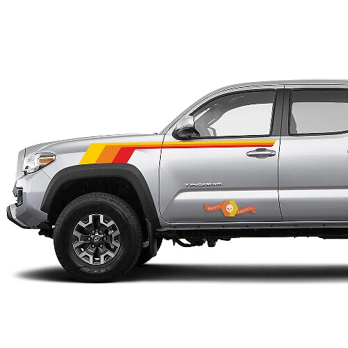 Calcomanía de vinilo con franjas retro para guardabarros delantero y puerta para Toyota Tacoma