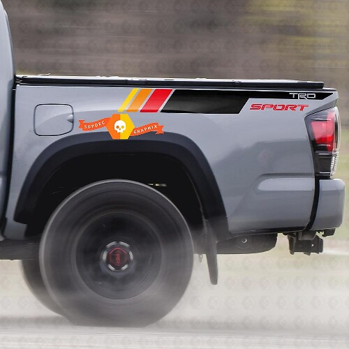 Pegatina de vinilo con franjas vintage TRD Sport para costado de cama para Toyota Tacoma 2005-2020