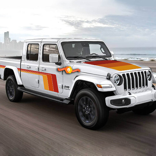 Kit de vinilo con franjas laterales y capó de estilo retro para Jeep Gladiator