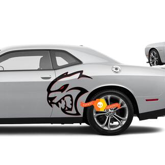 Calcomanías laterales Hellcat Red Eye de dos colores para Dodge Challenger Redeye o cargador
