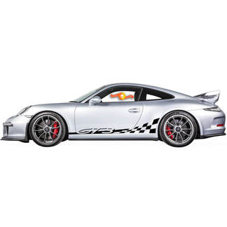 Calcomanía del kit de rayas laterales a cuadros Porsche 911 GT3 Pegatina
