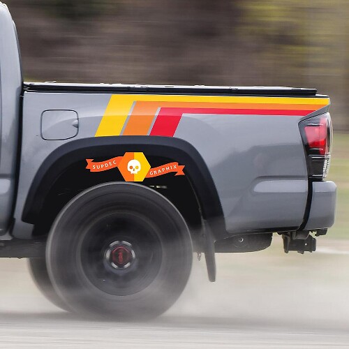 Kit de Calcomanías de Vinilo de Rayas Laterales Traseras Estilo Vintage para Toyota Tacoma